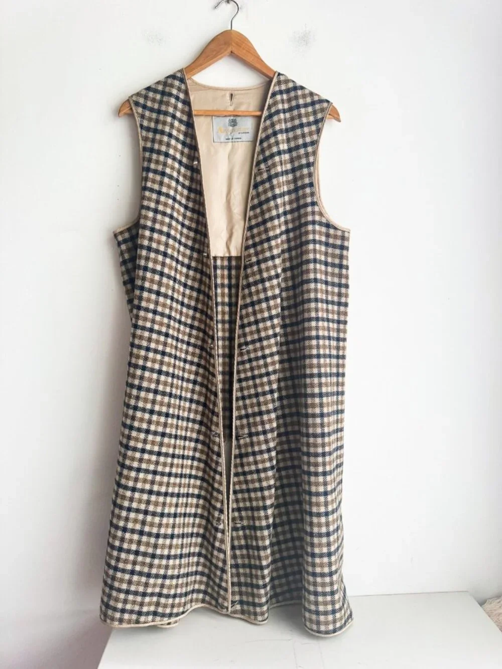 Aquascutum Check Print Wool Trench Coat Liner S - Picture 1 of 5